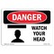 Signmission OSHA Danger Sign, Watch Your Head, 14in X 10in Decal, 10" W, 14" L, Landscape, OS-DS-D-1014-L-1603 OS-DS-D-1014-L-1603 - alternate 1